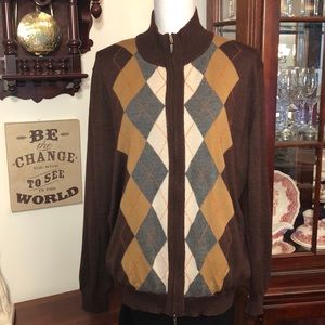 Toscano Brown Argyle Long Sleeve Sweater